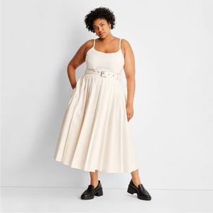 Women's Strappy Pleated Midi Dress-Future Collective w Reese Blutstein
Cream 22